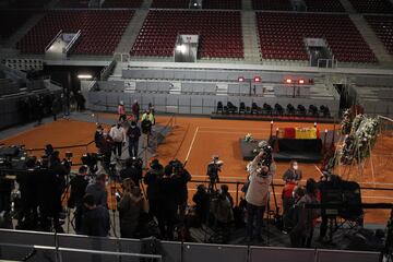 Pista central de la Caja M¨¢gica donde se ha dado el ¨²ltimo adi¨®s a la leyenda del tenis espa?ol.