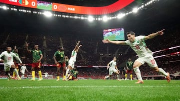 Brahim celebra su gol ante Camerún en cuartos de final.