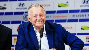 Jean Michel Aulas president of Lyon during the presentation of Moussa Dembele and Lenny Pintor, New Players of Lyon on September 1, 2018 in Lyon, France. (Photo by Romain Biard/Icon Sport)