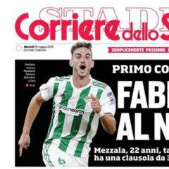 La portada del Corriere dello Sport: ¡Fabián Ruiz al Nápoles!
