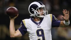 NEW ORLEANS, LA - AUGUST 30:  Luis Perez #9 of the Los Angeles Rams against the New Orleans Saints at Mercedes-Benz Superdome on August 30, 2018 in New Orleans, Louisiana.  (Photo by Chris Graythen/Getty Images)