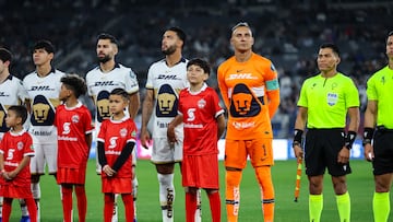Feb 3, 2026; San Diego, California, USA; Pumas UNAM goalkeeper Keylor Navas (1) looks on during the pregame ceremony at Snapdragon Stadium. Mandatory Credit: Chadd Cady-Imagn Images