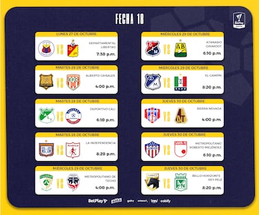 Fixture de la Liga BetPlay 2025-II