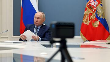 Russian President Vladimir Putin attends the G20 virtual summit via a video link in Moscow, Russia, November 22, 2023. Sputnik/Mikhail Klimentyev/Kremlin via REUTERS ATTENTION EDITORS - THIS IMAGE WAS PROVIDED BY A THIRD PARTY.