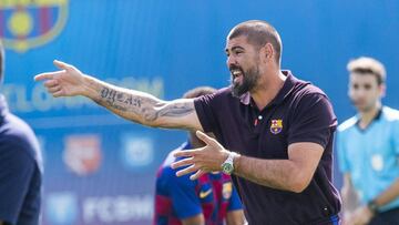Víctor Valdés, en un partido con el Juvenil del Barcelona.