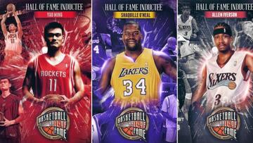 Yao Ming, Shaquille O&#039;Neal y Allen Iverson, miembros del Hall of Fame.