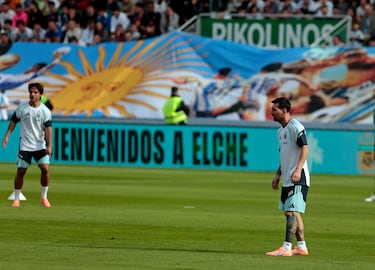 Leo Messi durante el entrenamiento de Argentina. 
