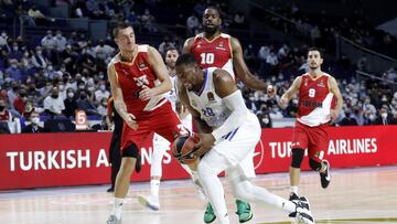 13/10/21 PARTIDO BALONCESTO BASKET
 EUROLEAGUE REGULAR SEASON ROUND 03
 REAL MADRID - MONACO 
 GUERSCHON YABUSELE DANILO ANDJUSIC WILL THOMAS