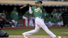 Matt Olson tuvo una campa&ntilde;a excelente durante 2021 con los Athletics gracias a promedios de .271/.371/.540 al pegar 153 imparables y 39 home runs.