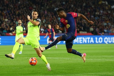 El canterano del Barcelona deja buenas sensaciones en los 61 minutos que jugó.