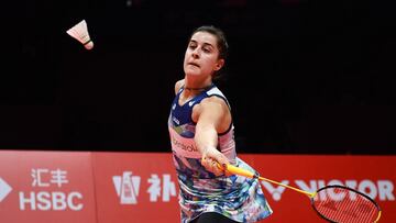 La jugadora española de bádminton Carolina Marín, durante un partido.