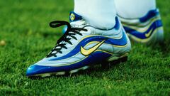 20 Jun 1998:  A close-up of Ronaldo's boots in the match between Brazil v Norway in the 1998 World Cup played in Marseille, France \ Mandatory Credit: Ben Radford /Allsport