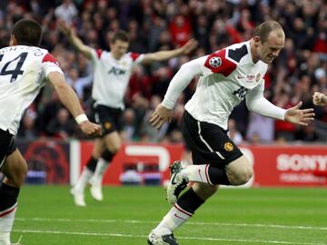 El delantero del Manchester United celebra el gol en la Final de la Champions League jugada en 2011 entre Barcelona y Manchester United