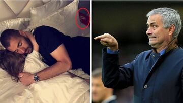 Benzema subió una foto en la que se ve un objeto con el escudo del Manchester United.