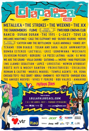 Cartel Lollapalooza 2017: Metallica y The Strokes encabezan festival