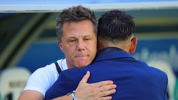 Jonathan Orozco and Jose Antonio Noriega during the 17th round match between Santos and Monterrey as part of the Liga BBVA MX Varonil, Torneo Clausura 2026 at TSM Corona Stadium, on April 26, 2026 in Torreon, Coahuila, Mexico.