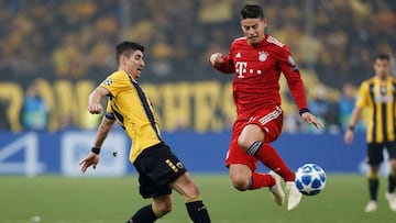 James Rodr&iacute;guez ante el AEK Atenas