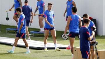 Sa&uacute;l, en un momento del entrenamiento. 