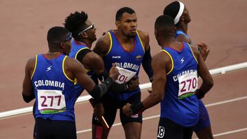Lima, Perú, 10 de agosto de 2019. Actividad de los deportistas colombianos en el atletismo de los XVIII Juegos Panamericanos Lima-2019. En la foto: John Alejandro Perlaza, Diego Palomeque, John Alexander Solís y Anthony Zambrano . (Colprensa-Cortesía COC)