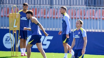 Gallagher, en un entrenamiento del Atlético.