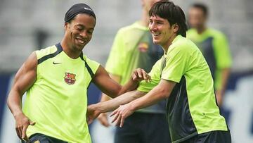 Ronaldinho y Messi, en el Barcelona.