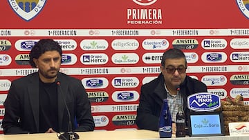 El ya exdirector deportivo del Numancia, Rubén Andrés, y el presidente Santiago Morales.