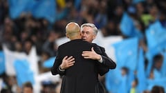 Carlo Ancelotti saluda a Pep Guardiola.