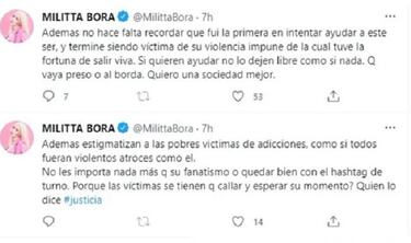 Los duros mensajes de Militta Bora contra Chano Charpentier: "Que vaya preso o al Borda"