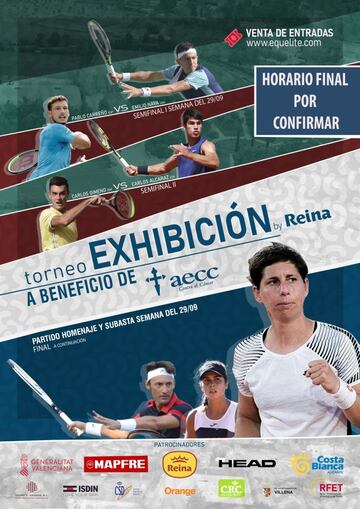 Cartel del torneo de exhibición aplazado.