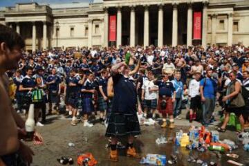 Los seguidores de Escocia en Trafalgar Square