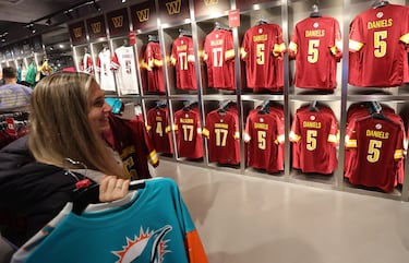 View of the official NFL store offering products from all 32 teams.