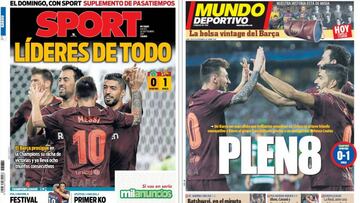 Las portadas de los diarios Sport y Mundo Deportivo del d&iacute;a 28 de septiembre de 2017.
