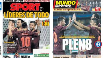 Las portadas de los diarios Sport y Mundo Deportivo del día 28 de septiembre de 2017.