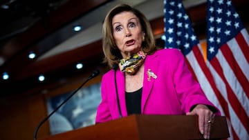 La presidenta de la C&aacute;mara de Representantes de Estados Unidos, Nancy Pelosi (D-CA), habla durante una conferencia de prensa en el Capitolio en Washington, Estados Unidos, el 18 de septiembre de 2020.