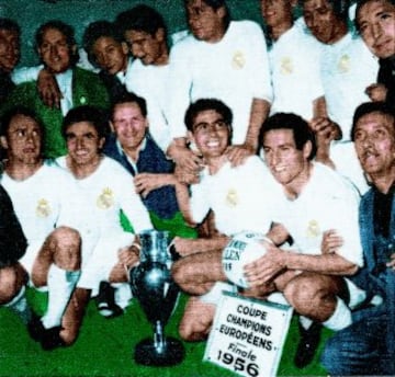 La Primera. El Real Madrid ganó la primera edición de la Copa de Europa, y las 4 siguientes.
En 1956 ganó al Stade de Reims por 4-3.