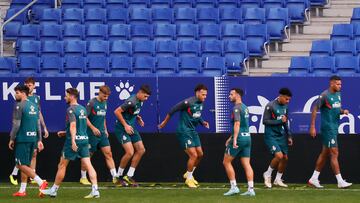 Los jugadores del Espanyol durante un entrenamiento.