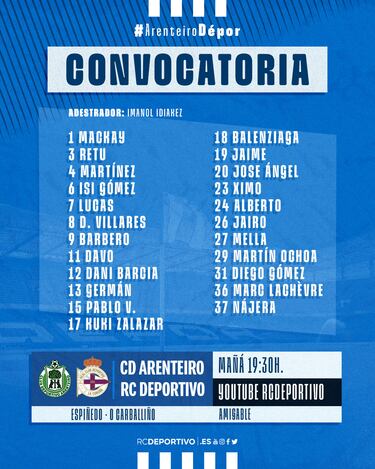 Idiakez cita a 23 jugadores para el cierre de verano ante el Arenteiro