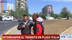 Periodista empuja a manifestante en Plaza Italia y se arma tenso round: “No vamos aceptar que nos humillen”