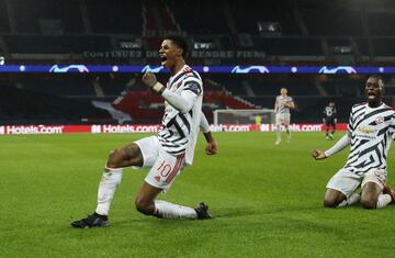 Marcus Rashford celebró el segundo gol del conjunto inglés.