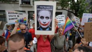 Protestas en Rusia contra la ley antigay.