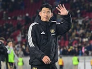 LAFC's South Korean forward #07 Son Heung-min waves to fans at the end of the Major League Soccer opening match between Los Angeles Football Club and Inter Miami CF at the LA Memorial Coliseum in Los Angeles, on February 21, 2026. (Photo by Frederic J. Brown / AFP)