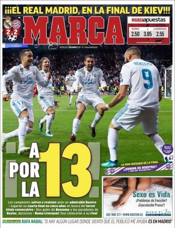 Las portadas de la prensa tras el Real Madrid-Bayern Múnich