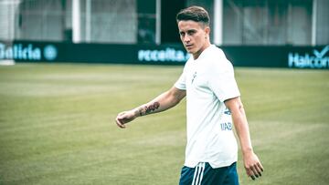 Franco Cervi durante un entrenamiento del Celta en Marbella.