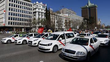 Manifestaci&oacute;n de taxis en el centro de Madrid