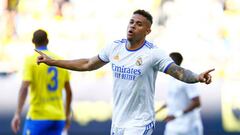 Mariano Diaz of Real Madrid celebrates after scoring goal during the La Liga match between Cadiz CF v Real Madrid played at Nuevo Mirandilla Stadium on May 15, 2022 in Cadiz, Spain. (Photo by Antonio Pozo / Pressinphoto / Icon Sport)