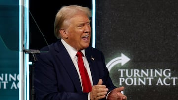 Republican presidential nominee and former U.S. President Donald Trump attends Turning Point Action's The Believers Summit 2024 in West Palm Beach, Florida, U.S., July 26, 2024. REUTERS/Marco Bello