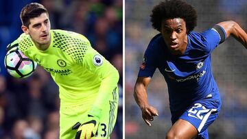 Thibaut Courtois y Willian.