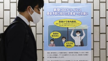 Cartel con recomendaciones frente al coronavirus en Tokio-