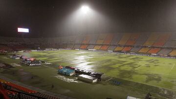 Así quedó la cancha del Atanasio Girardot luego de la tormenta eléctrica 