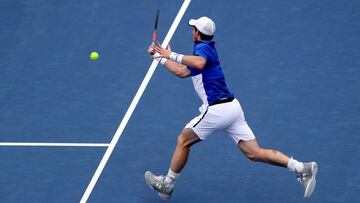 MASON, OHIO - AUGUST 12: Andy Murray of Great Britain returns a shot to Richard Gasquet of France during Day 3 of the Western and Southern Open at Lindner Family Tennis Center on August 12, 2019 in Mason, Ohio.   Rob Carr/Getty Images/AFP
 == FOR NEWSPAPERS, INTERNET, TELCOS &amp; TELEVISION USE ONLY ==